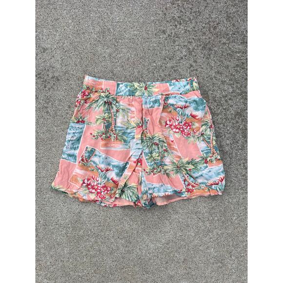 American Eagle Hawaiian Pattern Elastic Waist Lined Printed Shorts Size Small - Picture 1 of 6